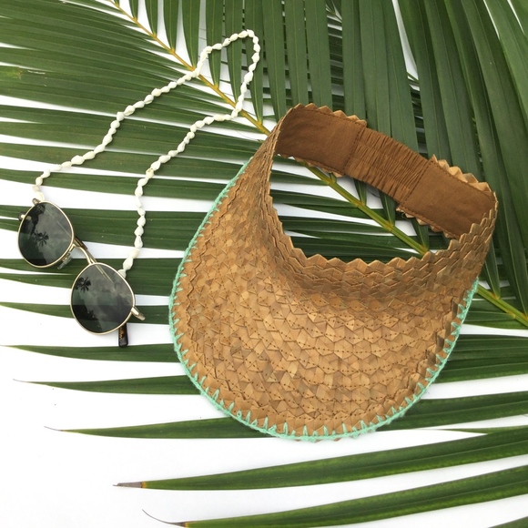 Baha Straw Visor // Brown + Neon ✌ Free People - Picture 5 of 7